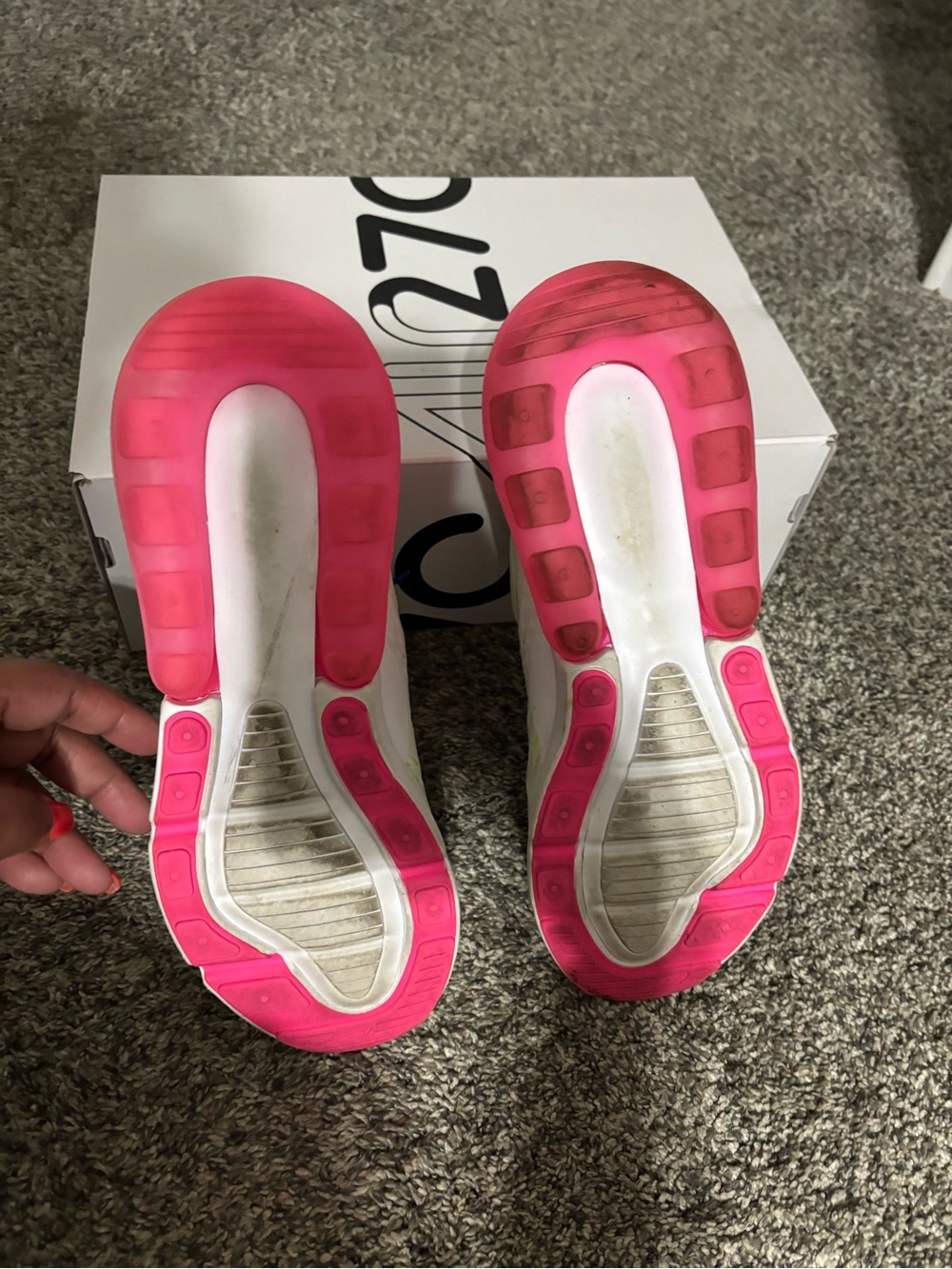 Nike Women's White Sneakers with Pink Outsoles